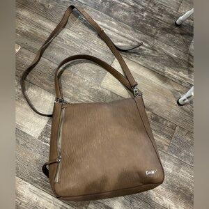 DKNY Tan Crossbody Bag with Silver Accents